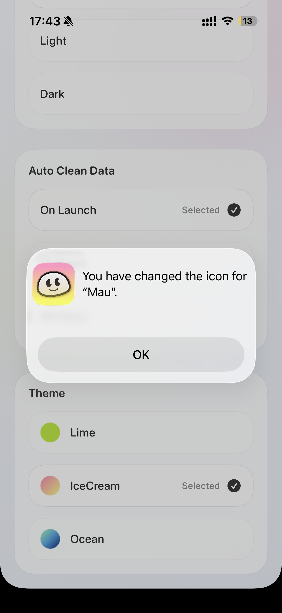 Mau Browser dark theme screen