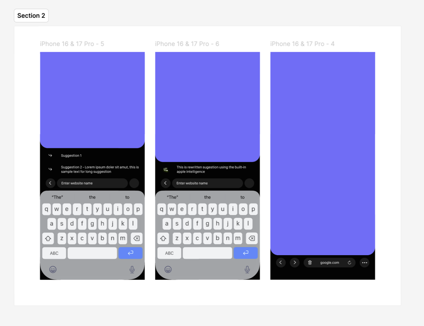 First screen iterations for Mau browser