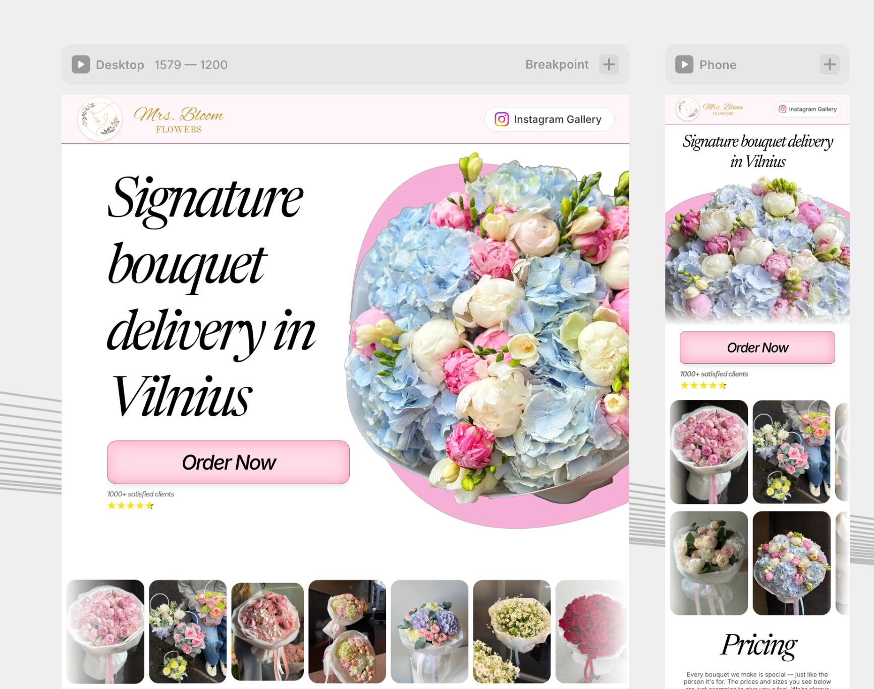 MrsBloom floral shop website
